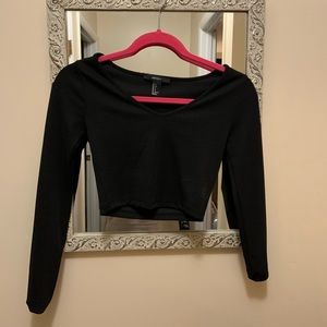 Black long sleeve crop top (sm)